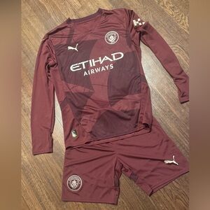 Puma Maroon Football Jersey with Gold Badge